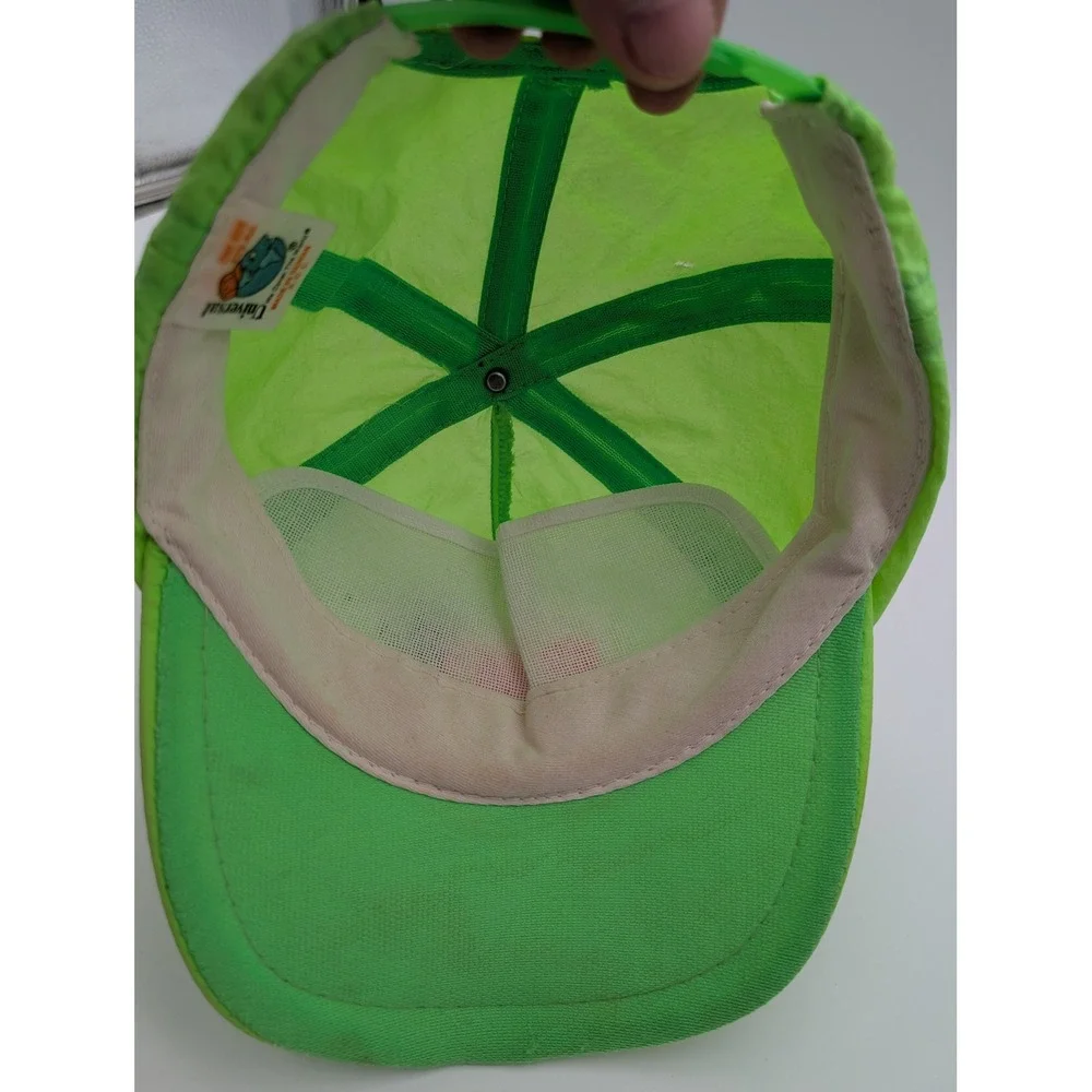 Vintage Breckenridge Ski Hat Neon Green Snapback Pink Embroidery Retro Cap